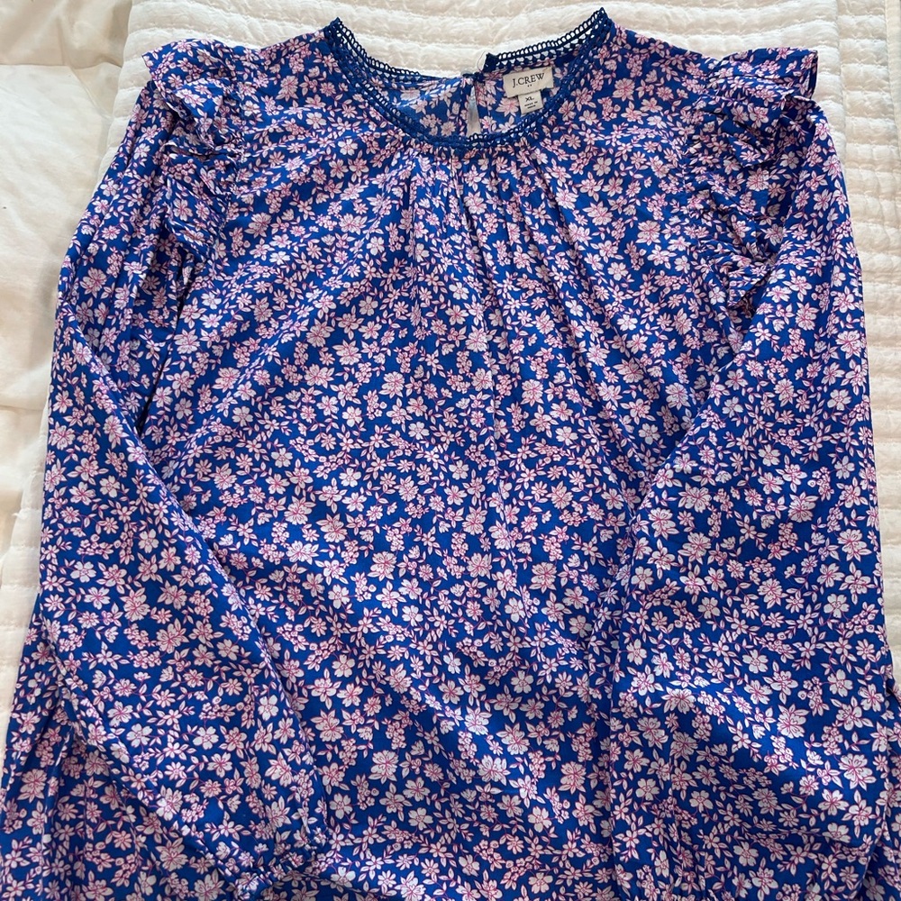 J.Crew Factory Long-Sleeve Ruffle Shoulder Top - Picture 6 of 12